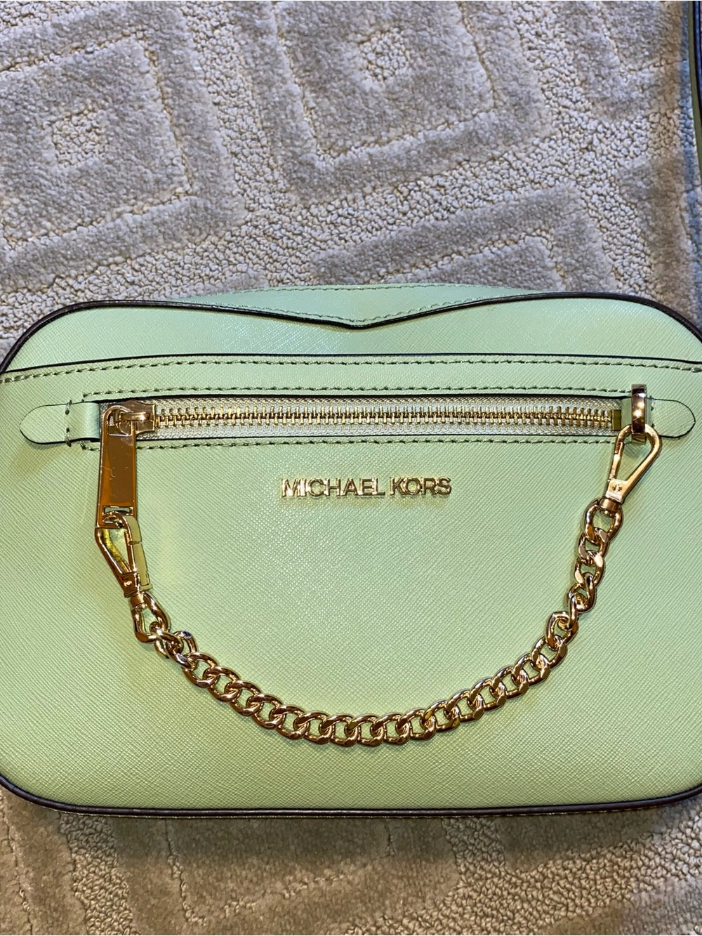 Michael Kors Jet Set Large Saffiano Leather Crossbody Bag in Sage